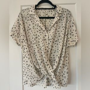 Animal Print Short Sleeve Blouse.